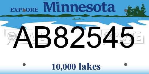 AB82545 Minnesota License Plate