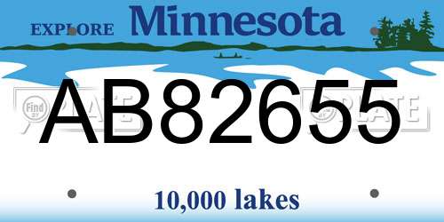 AB82655 Minnesota License Plate