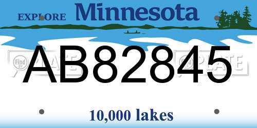 AB82845 Minnesota License Plate