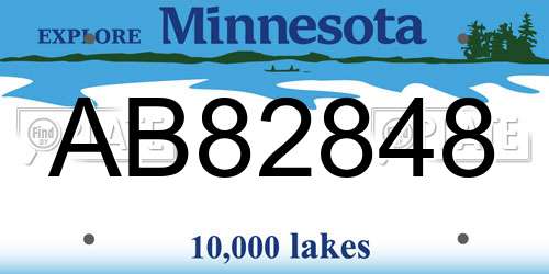 AB82848 Minnesota License Plate