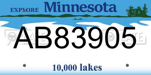 AB83905 Minnesota License Plate