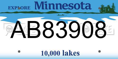 AB83908 Minnesota License Plate