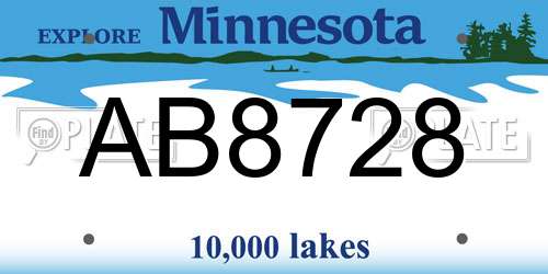 AB8728 Minnesota License Plate