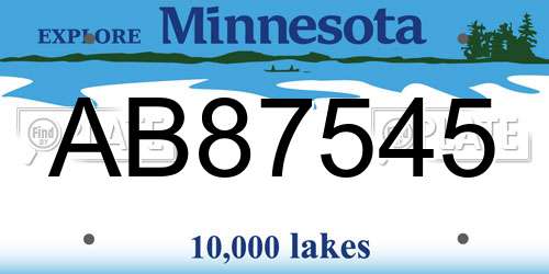 AB87545 Minnesota License Plate