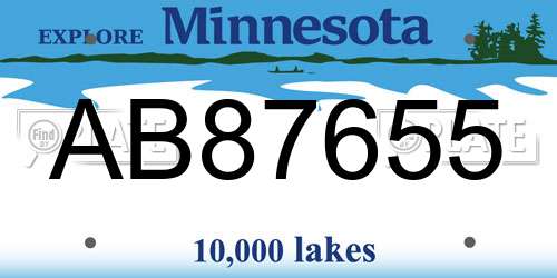 AB87655 Minnesota License Plate