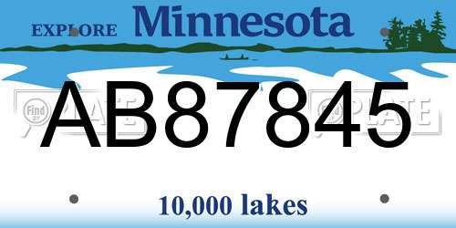 AB87845 Minnesota License Plate