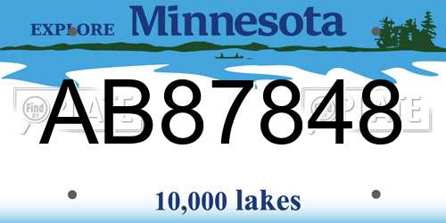 AB87848 Minnesota License Plate