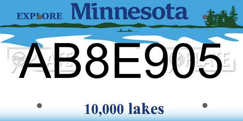 AB8E905 Minnesota License Plate