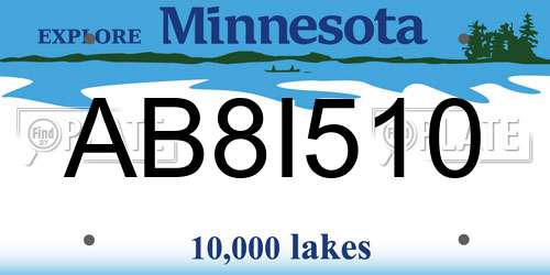 AB8I510 Minnesota License Plate