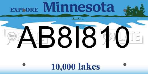 AB8I810 Minnesota License Plate