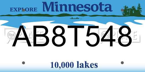 AB8T548 Minnesota License Plate