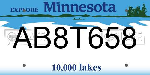 AB8T658 Minnesota License Plate