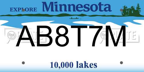 AB8T7M Minnesota License Plate