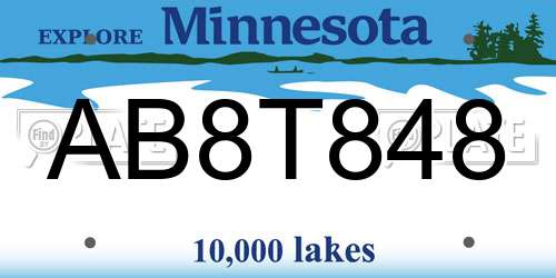 AB8T848 Minnesota License Plate