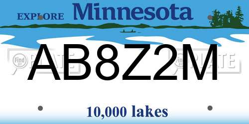 AB8Z2M Minnesota License Plate