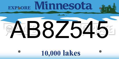 AB8Z545 Minnesota License Plate