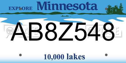AB8Z548 Minnesota License Plate