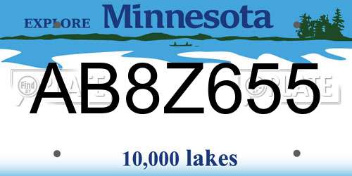 AB8Z655 Minnesota License Plate