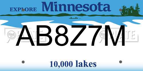 AB8Z7M Minnesota License Plate