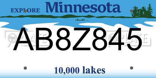 AB8Z845 Minnesota License Plate