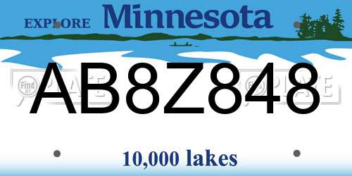 AB8Z848 Minnesota License Plate