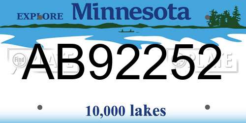 AB92252 Minnesota License Plate