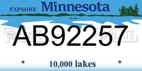 AB92257 Minnesota License Plate