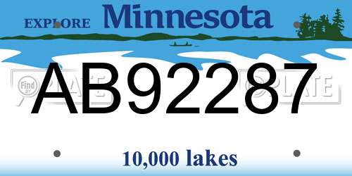 AB92287 Minnesota License Plate