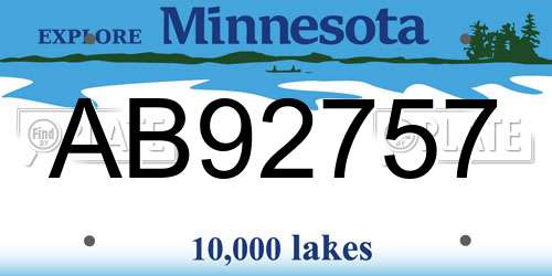 AB92757 Minnesota License Plate