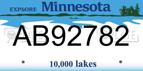 AB92782 Minnesota License Plate