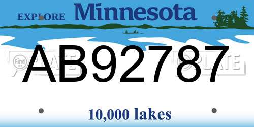 AB92787 Minnesota License Plate