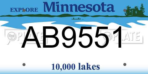 AB9551 Minnesota License Plate