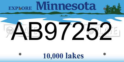 AB97252 Minnesota License Plate