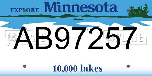 AB97257 Minnesota License Plate