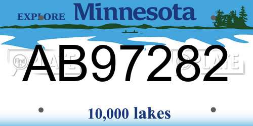 AB97282 Minnesota License Plate