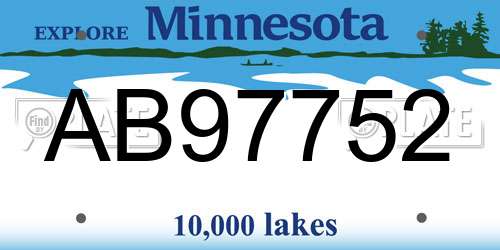 AB97752 Minnesota License Plate