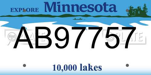 AB97757 Minnesota License Plate