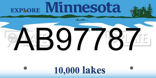 AB97787 Minnesota License Plate