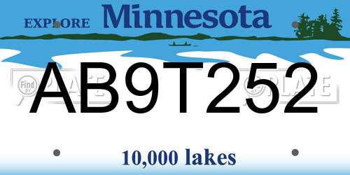 AB9T252 Minnesota License Plate