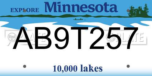 AB9T257 Minnesota License Plate