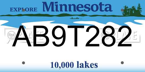 AB9T282 Minnesota License Plate