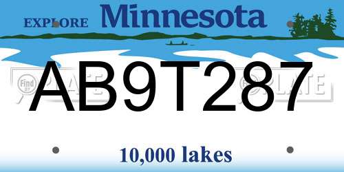 AB9T287 Minnesota License Plate