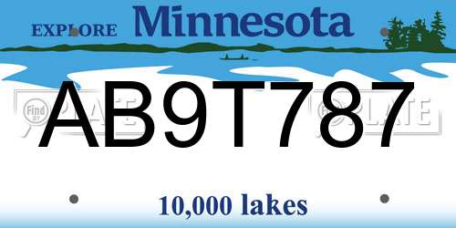 AB9T787 Minnesota License Plate