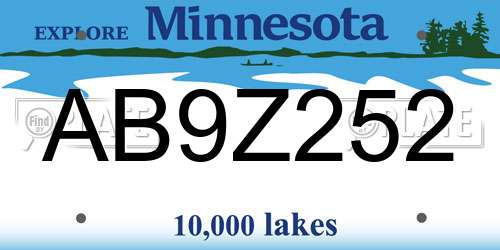 AB9Z252 Minnesota License Plate
