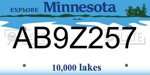 AB9Z257 Minnesota License Plate