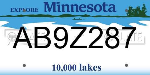 AB9Z287 Minnesota License Plate