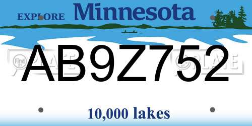 AB9Z752 Minnesota License Plate