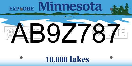 AB9Z787 Minnesota License Plate