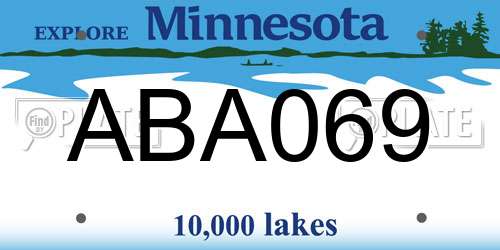 ABA069 Minnesota License Plate