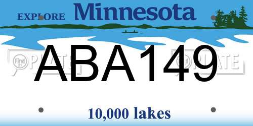 ABA149 Minnesota License Plate